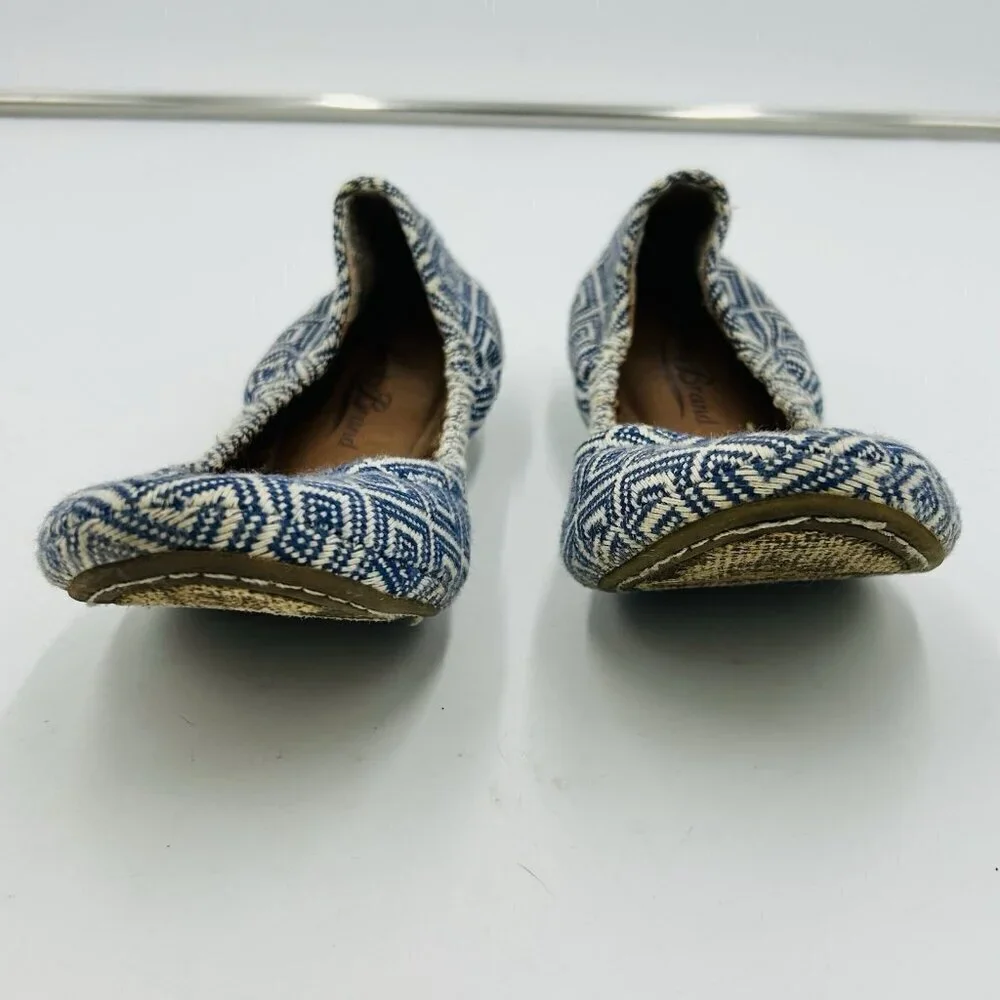 Lucky Brand Erin Women's Size 7.5B Flats Shoes Slip On Ballet Blue Aztec Print